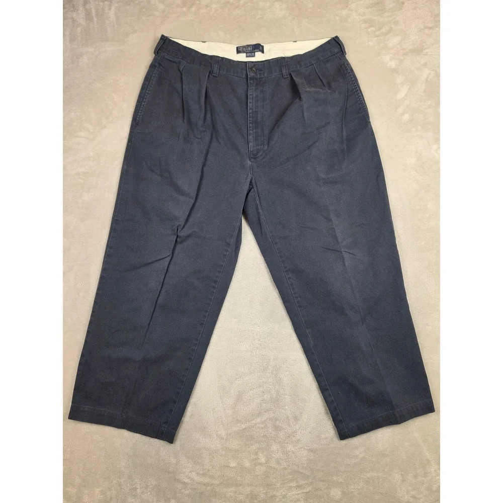 Vtg Polo Ralph Lauren Andrew Pant Mens 38x29 Fit 37x25 Blue Double Pleated *Read